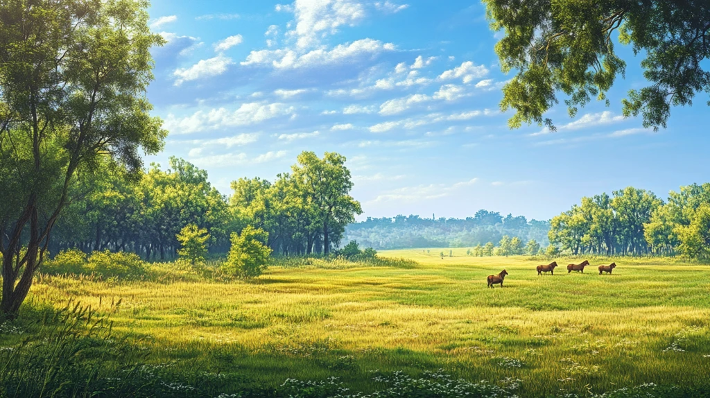 夏季森林草原牛群