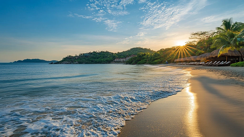 热带岛屿日落海滩风光