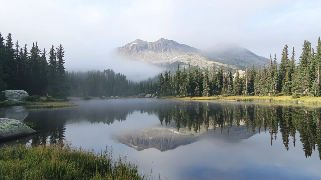 雾缭绕山水风景