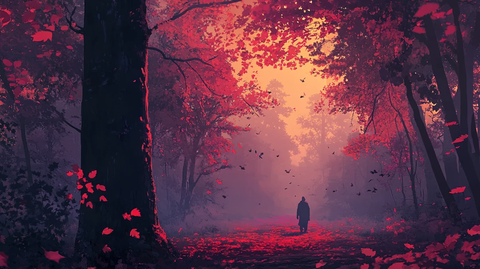 粉红色的幻想森林