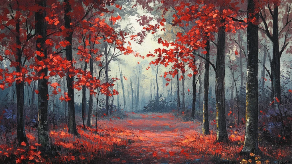 秋天森林画秋天壁纸