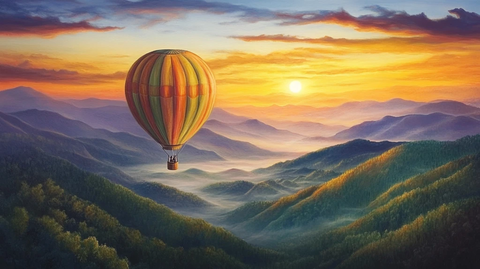 热气球插画场景