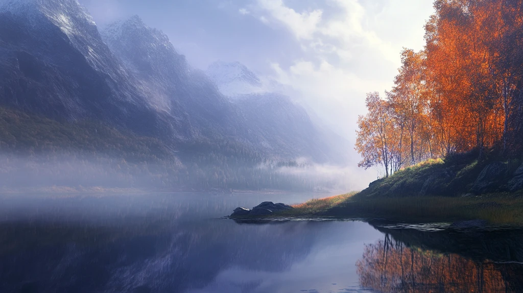 雾缭绕山水风景