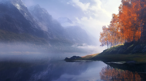 雾缭绕山水风景