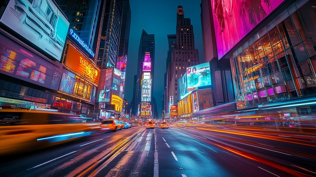 城市车流彩色光影