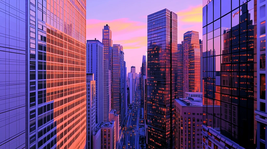 城市摩天大楼黄昏