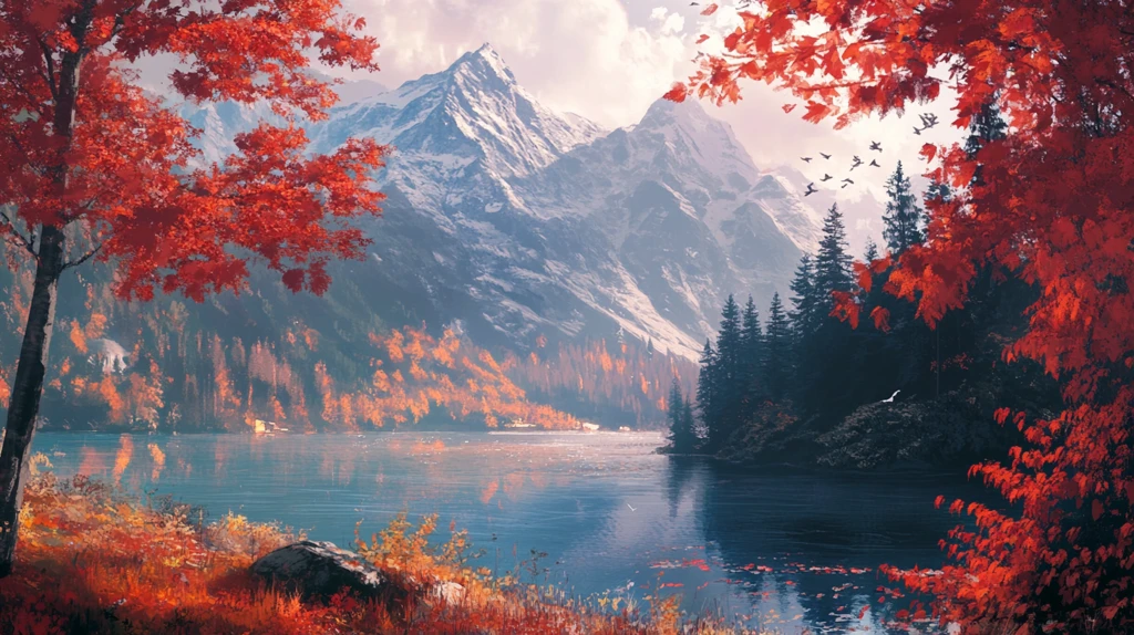 秋天森林画秋天壁纸