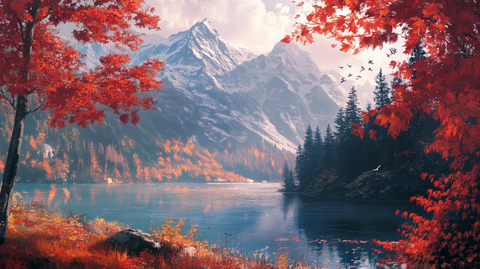 秋天森林画秋天壁纸