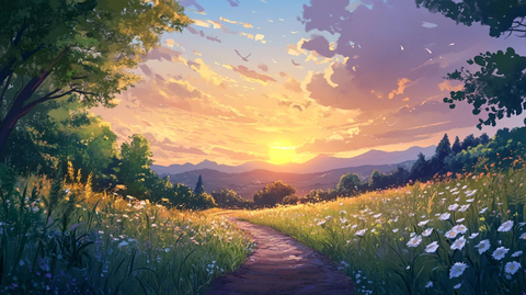 阳光晴朗风景插画