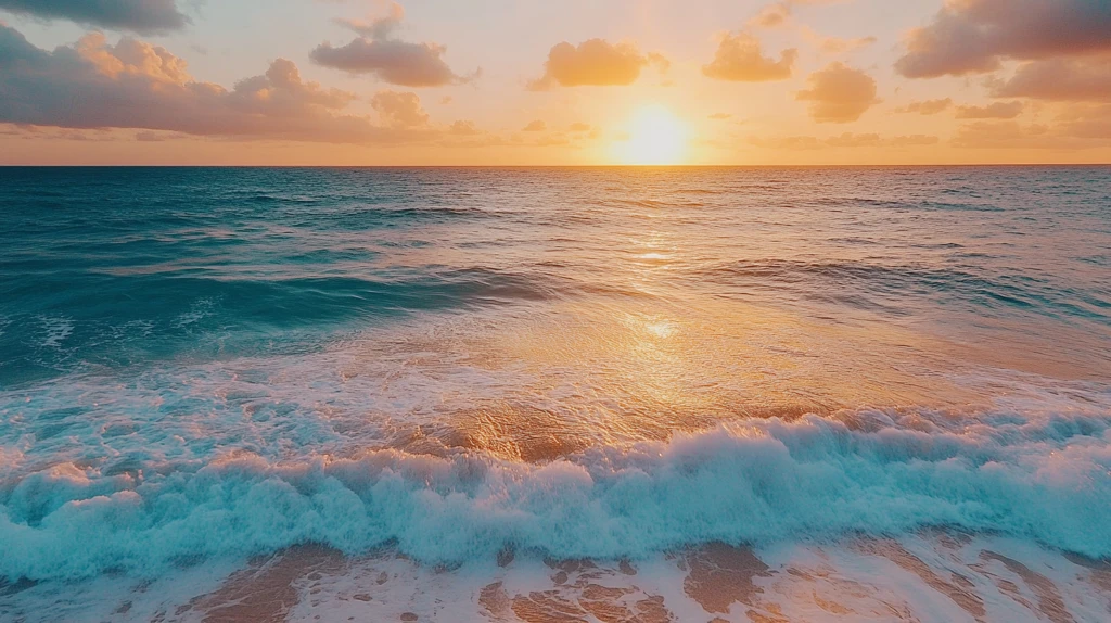 海浪浪花日出日落
