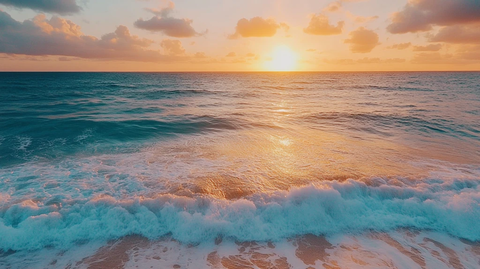 海浪浪花日出日落