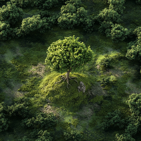 野外大树草地树木