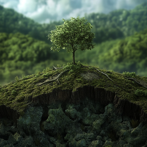 生长在悬崖边的两棵树