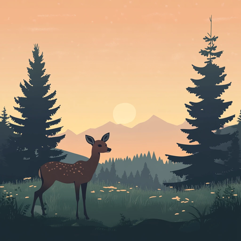 林中小鹿迎晨曦