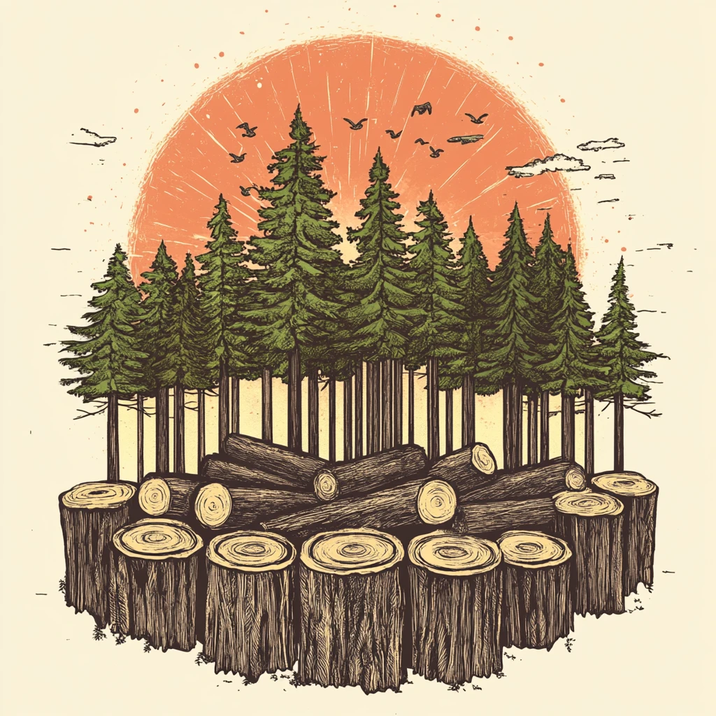 砍伐树木插画