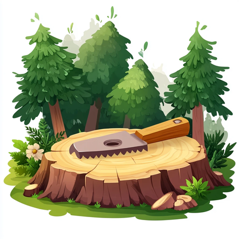 砍伐树木插画
