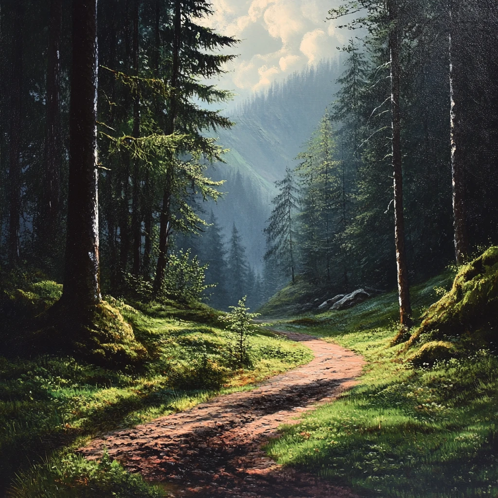 林间小道风景画