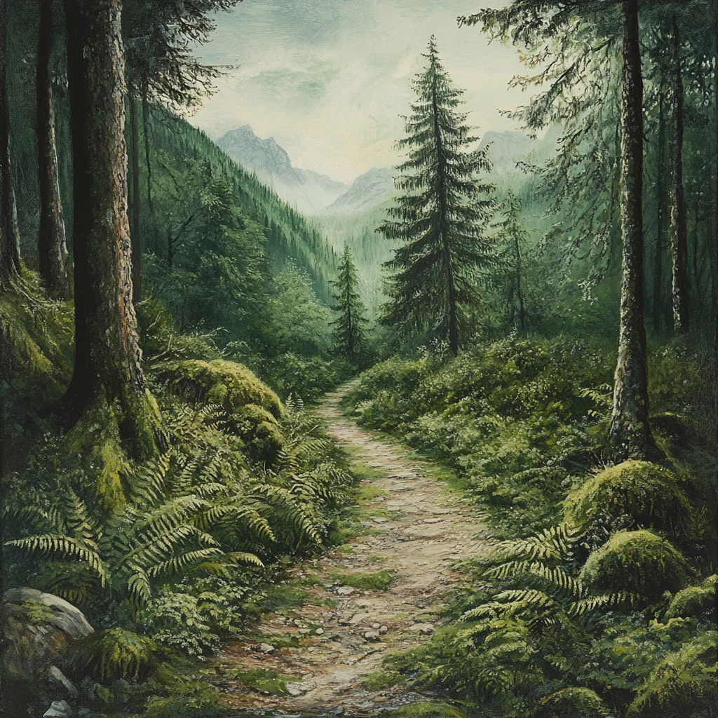 林间小道风景画