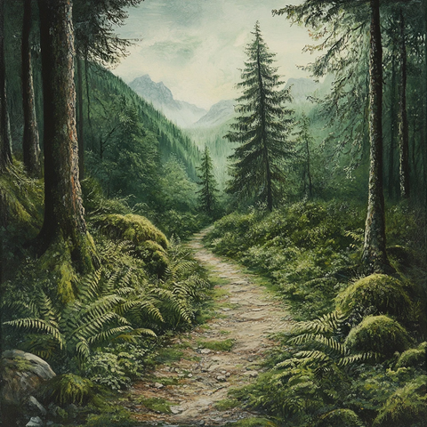 林间小道风景画