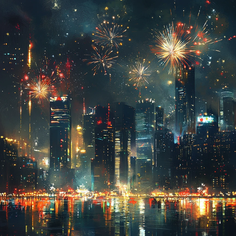新年夜烟花城市
