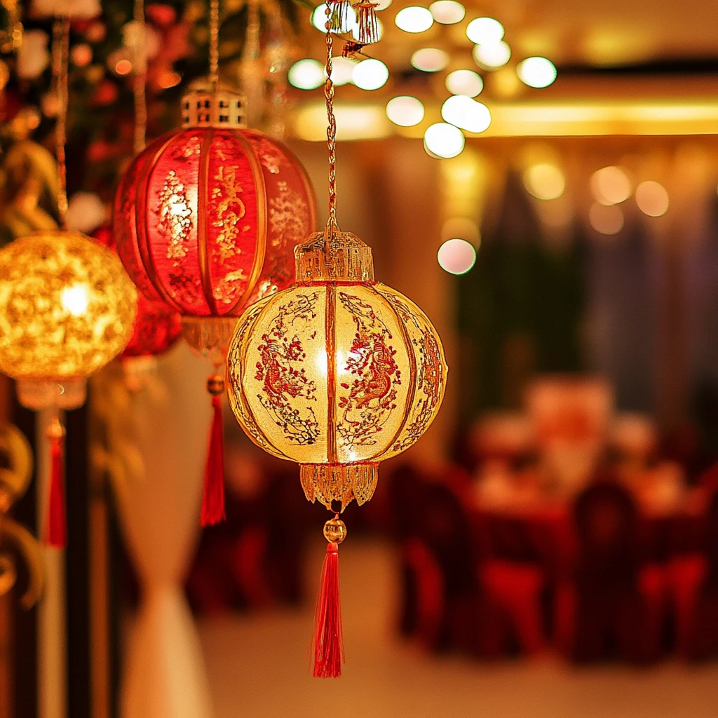 灯笼吊顶中式婚礼