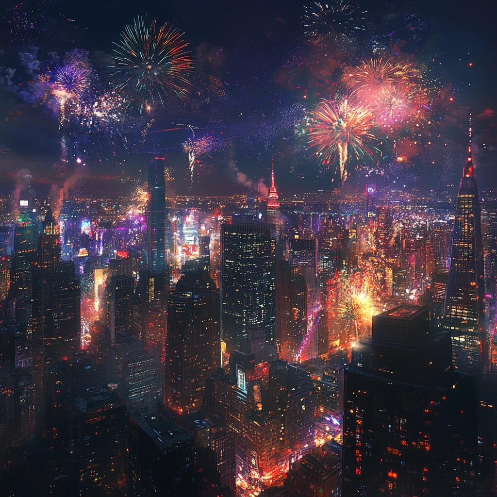 庆祝夜晚烟花秀