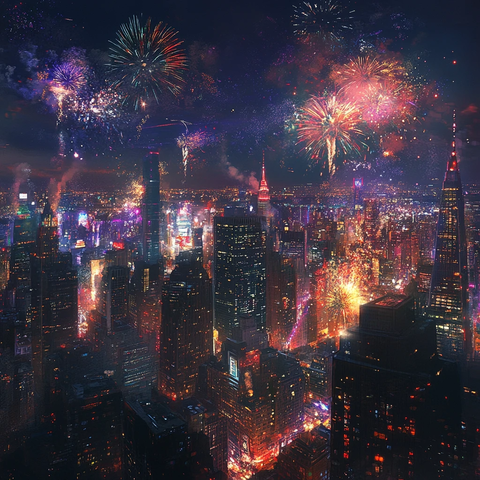 庆祝夜晚烟花秀