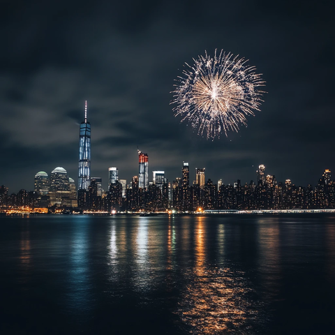 城市夜景烟花秀