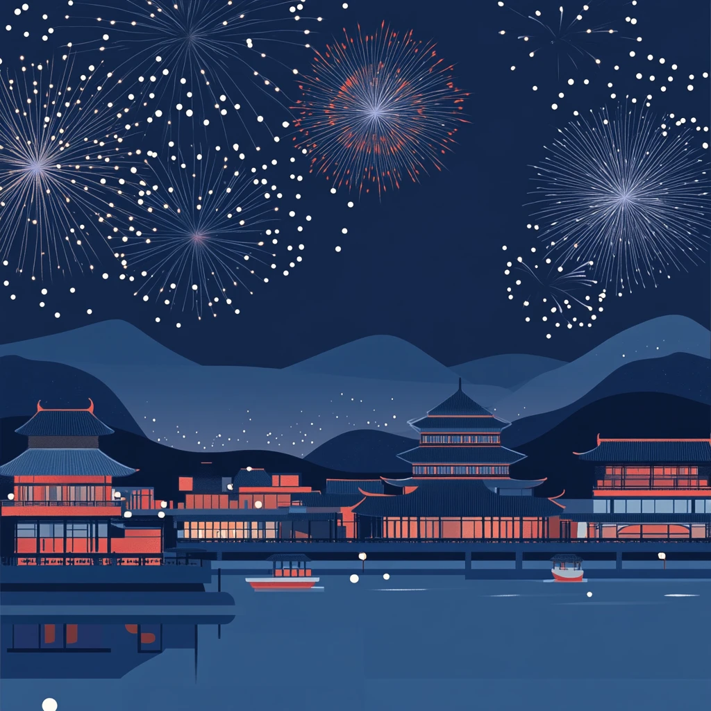 横店插画宣传背景素材