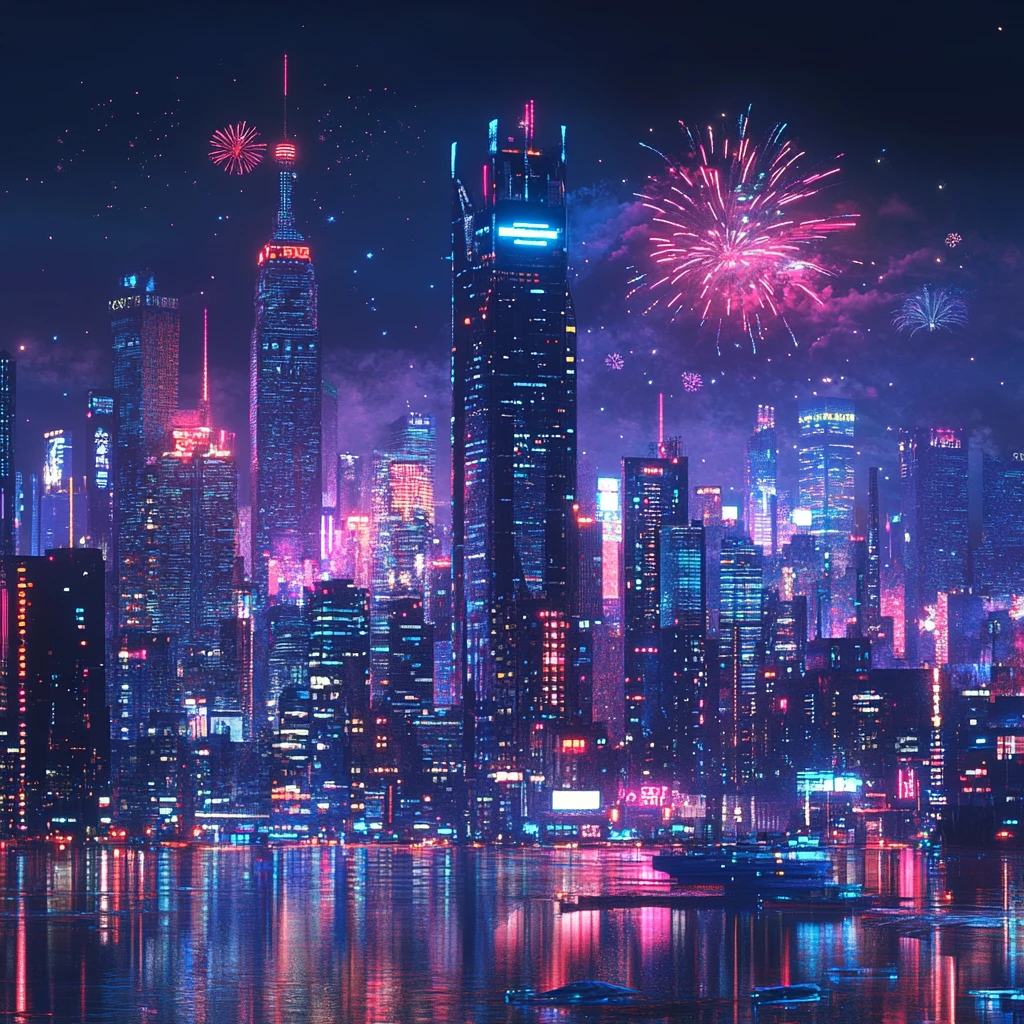 夜幕下的城市天际线