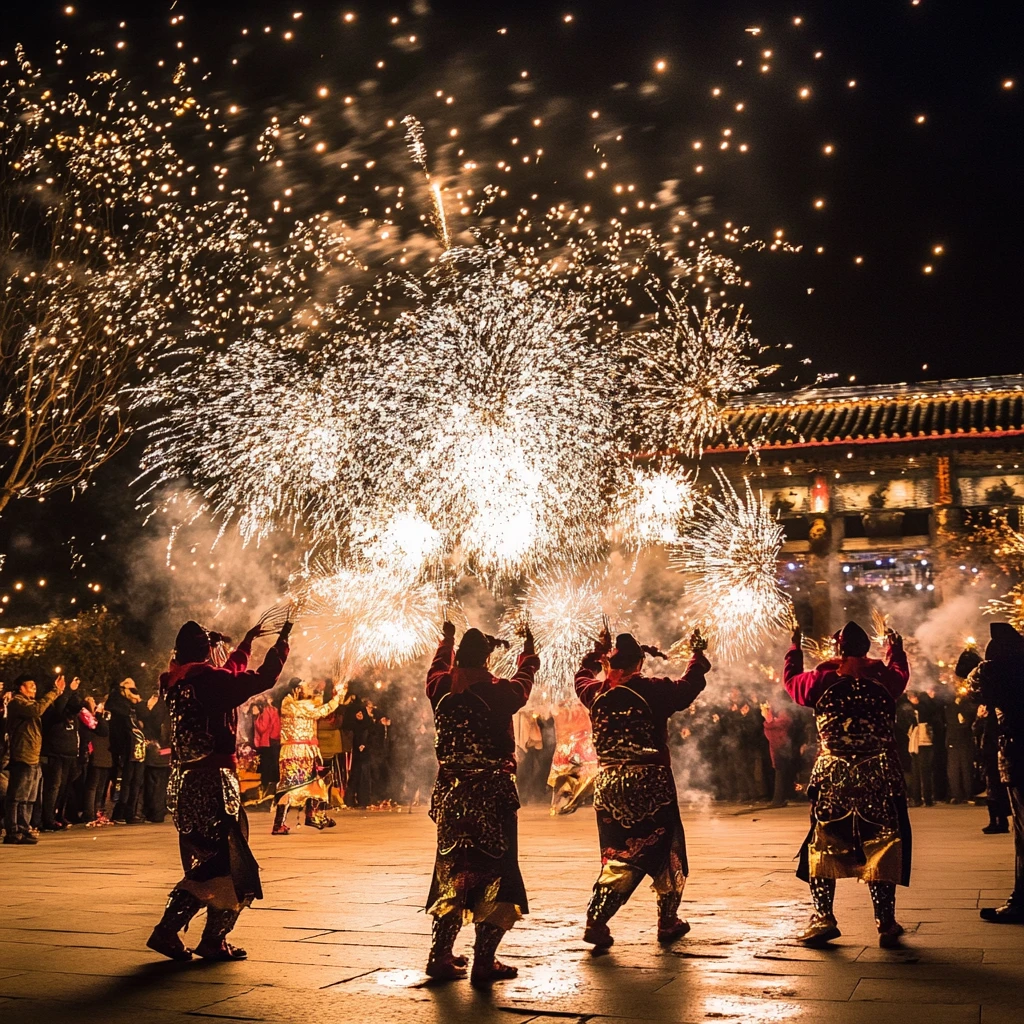 新年传统烟花庆典