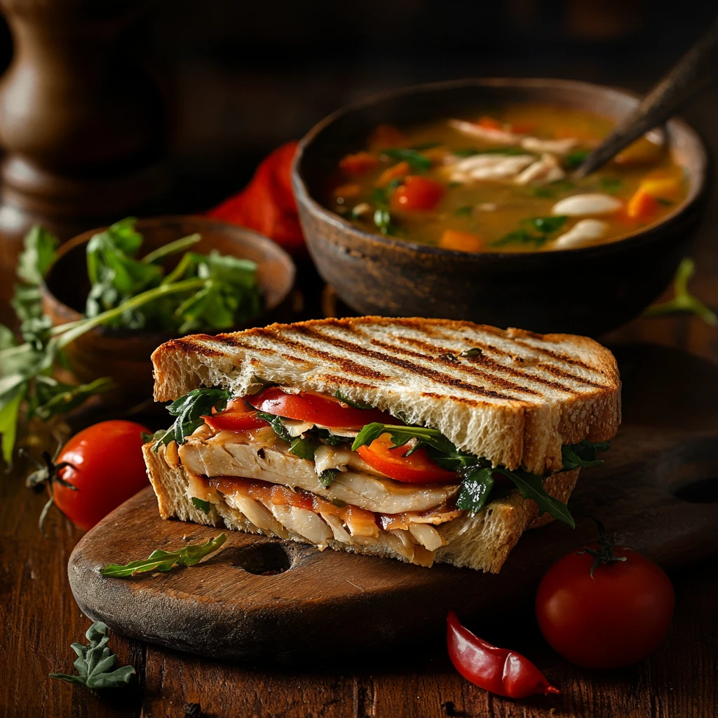 罗勒番茄牛肉酱帕尼尼