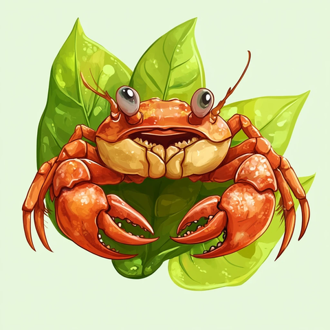水稻螃蟹插画
