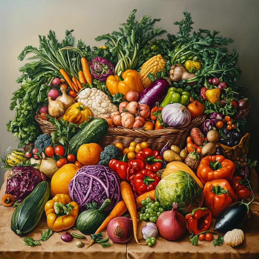 装饰油画蔬菜篮