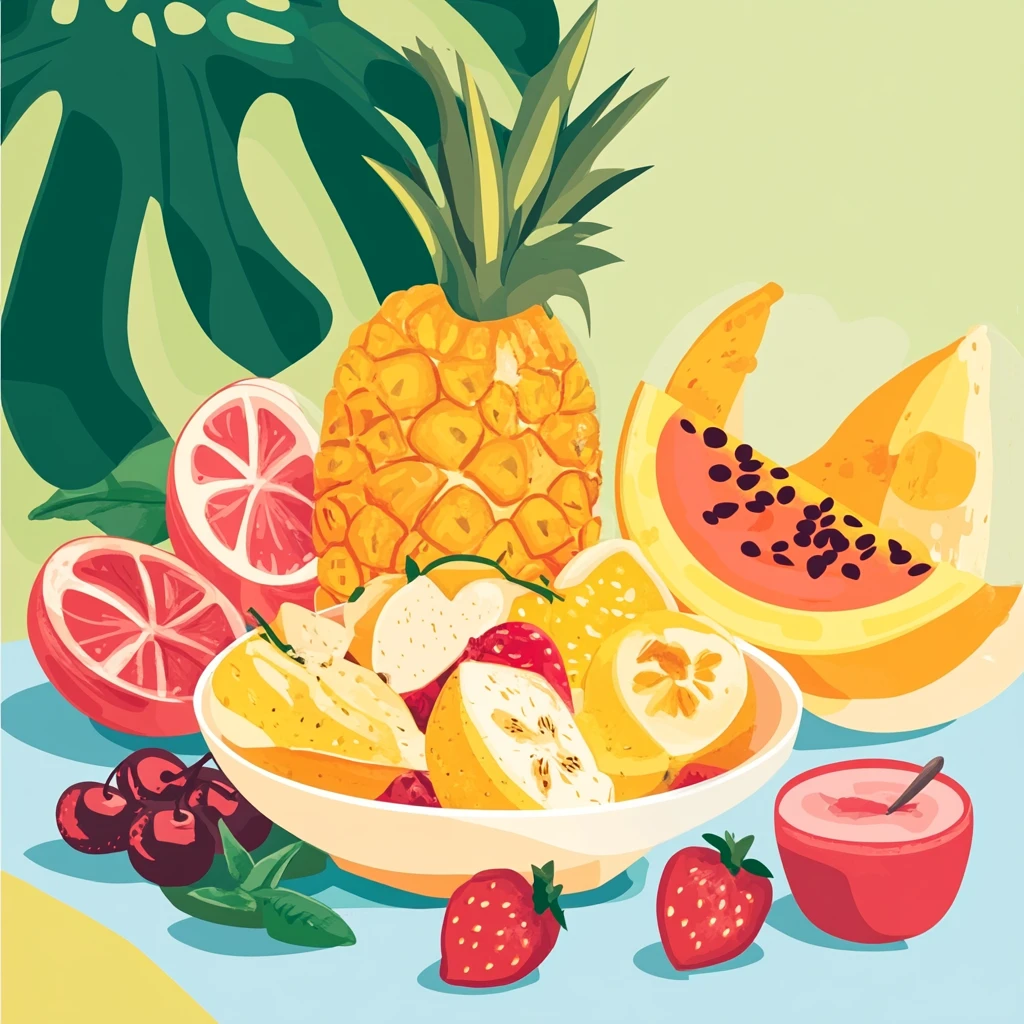 夏季水果美食插画