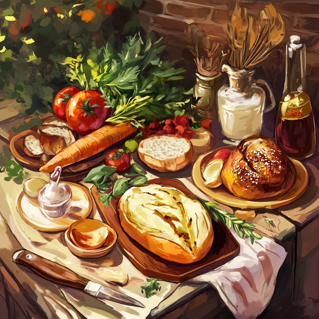 手画食物制作场景