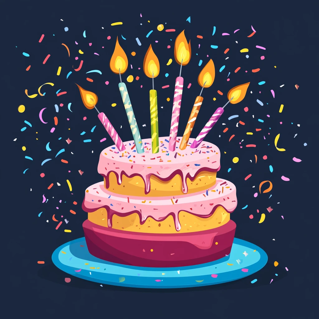 插满蜡烛的生日蛋糕