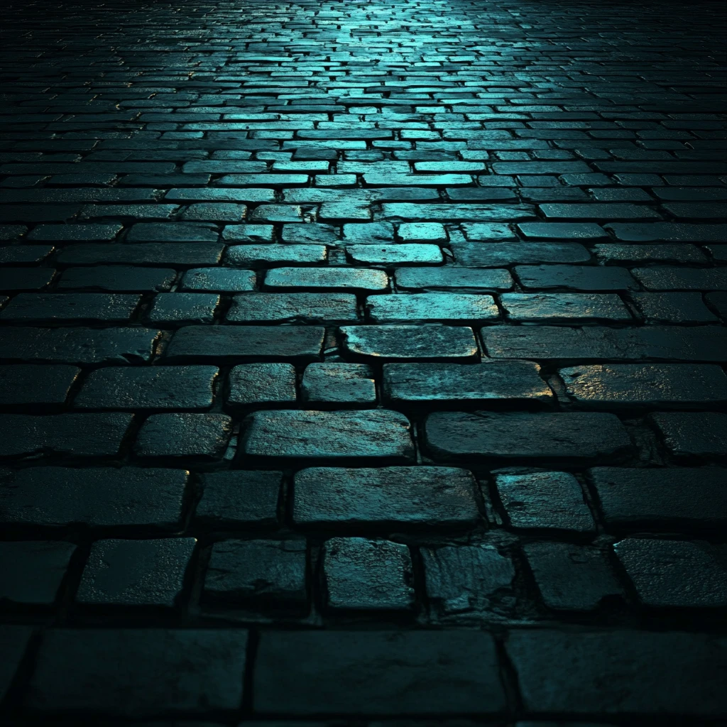 蓝色砖铺的路面