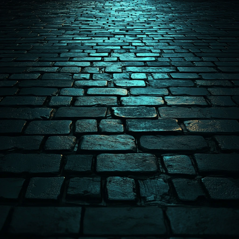 蓝色砖铺的路面