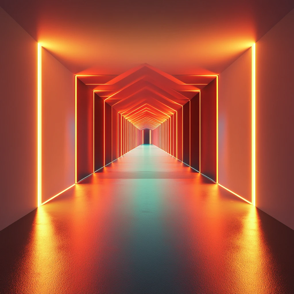 流光溢彩的霓虹灯走廊