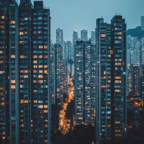 夜幕低垂楼盘夜景