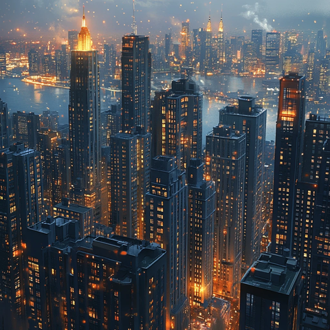 金色建筑城市夜景