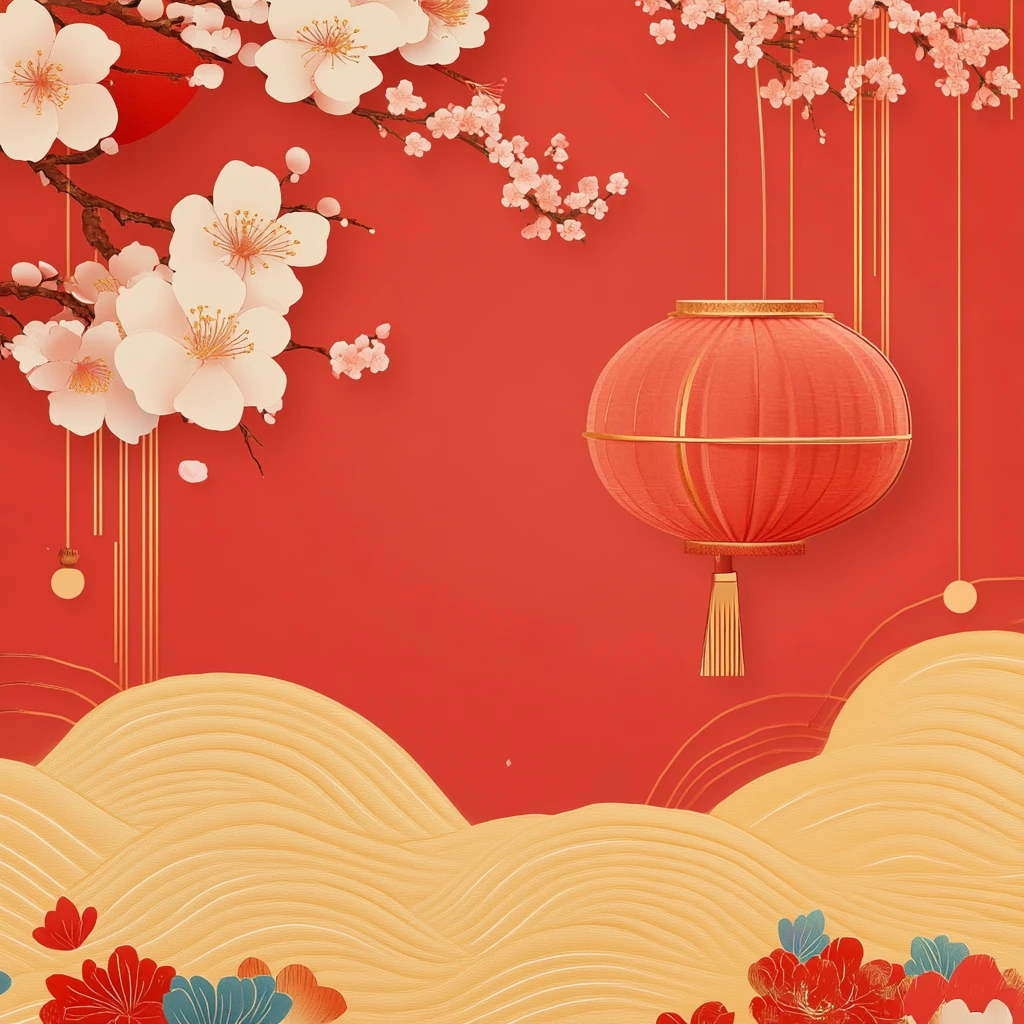 灯笼梅花背景图