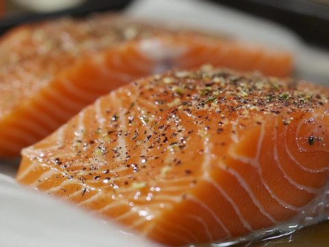 香煎三文鱼配香料