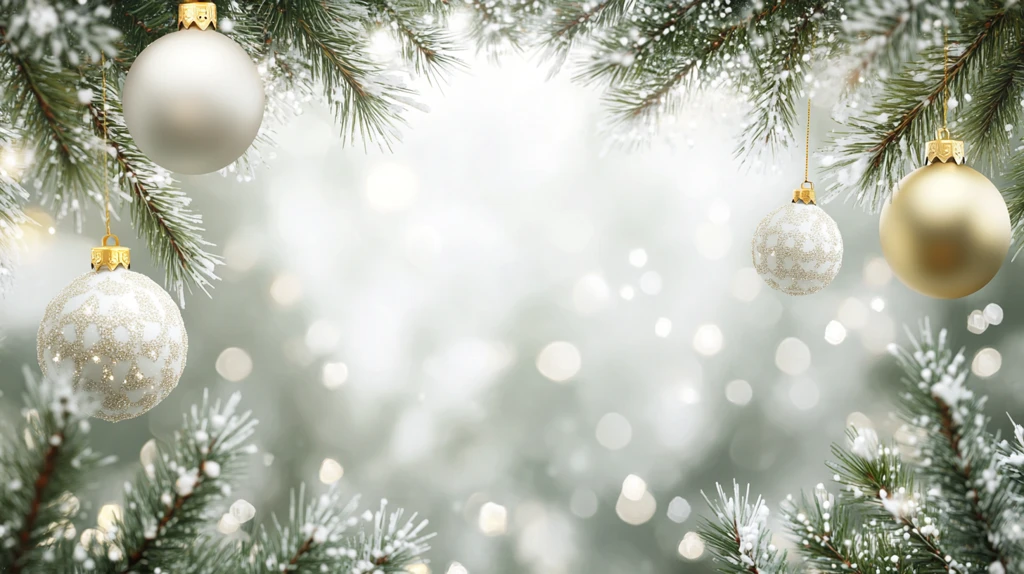 圣诞节金色圣诞球前景