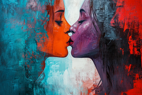 人脸色块拼接装饰画