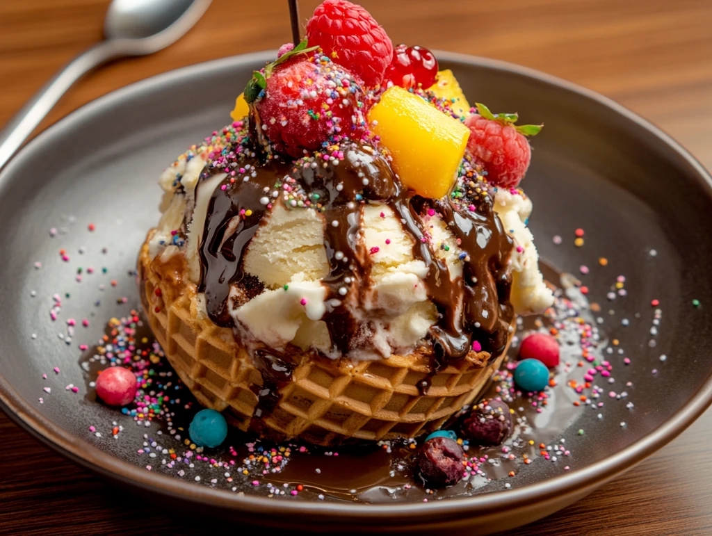 冰淇淋松饼华夫饼