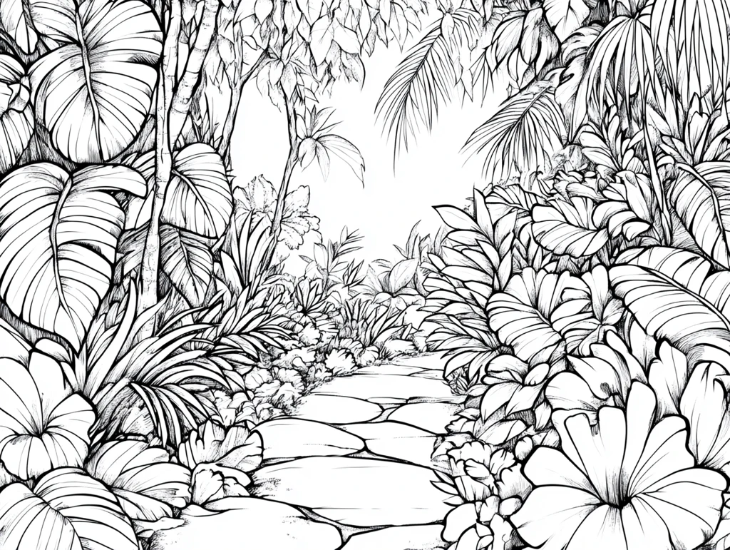 热带雨林线描