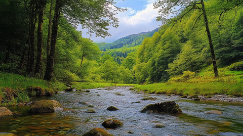 大自然森林溪水