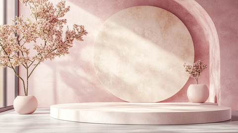 中式粉色弯月迎宾区